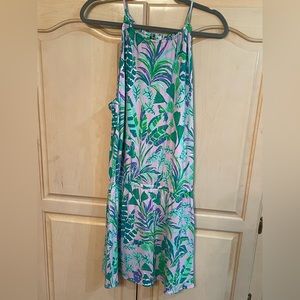 Lilly Pulitzer has designed a lavender and green romper. Size L , worn one time!